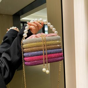 Fairy bag 2025 new European and American fashion one-shoulder ins women's crossbody small fragrance pearl handbag dinner bag
